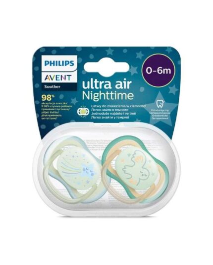 AVENT SUCETTE ULTRA AIR NUIT 0-6 MOIS PACK DE 2 ORTHODONTIC