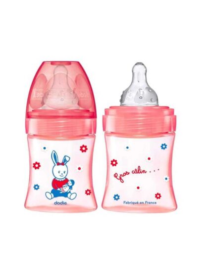 DODIE BIBERON ANTI COLIQUE TETINE RONDE 3 VITESSES + 150ML ROSE POUPEE  0-6 M
