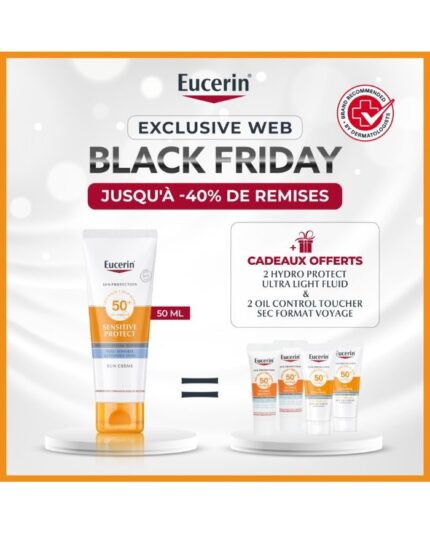 EUCERIN OFFRE WEB SUN SENSITIVE PROTECT CREME SPF50+ 50 ML + EUCERIN 4 FORMATS VOYAGE OFFERTS