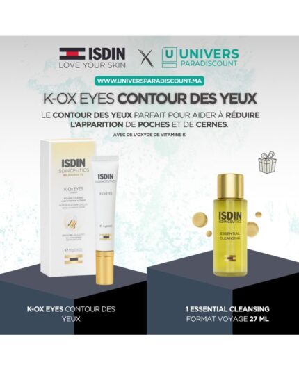 ISDIN OFFRE WEB K-OX EYES POCHES ET CERNES CREME 15 G + ESSENTIAL CLEANSING 27ML OFFERT