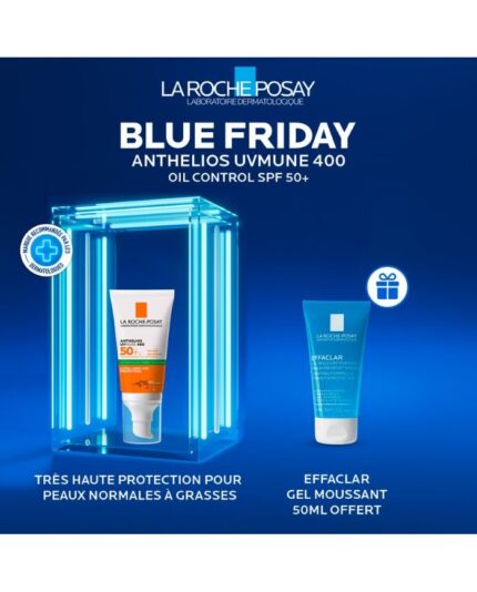 LA ROCHE POSAY OFFRE WEB ANTHELIOS UVMUNE400 OIL CONTROL INVISIBLE SPF50+ 50ML + EFFACLAR GEL MOUSSANT 50 ML OFFERT